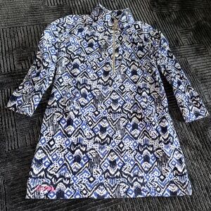 Lilly Pulitzer Navy and White Abstract Dress/Popover